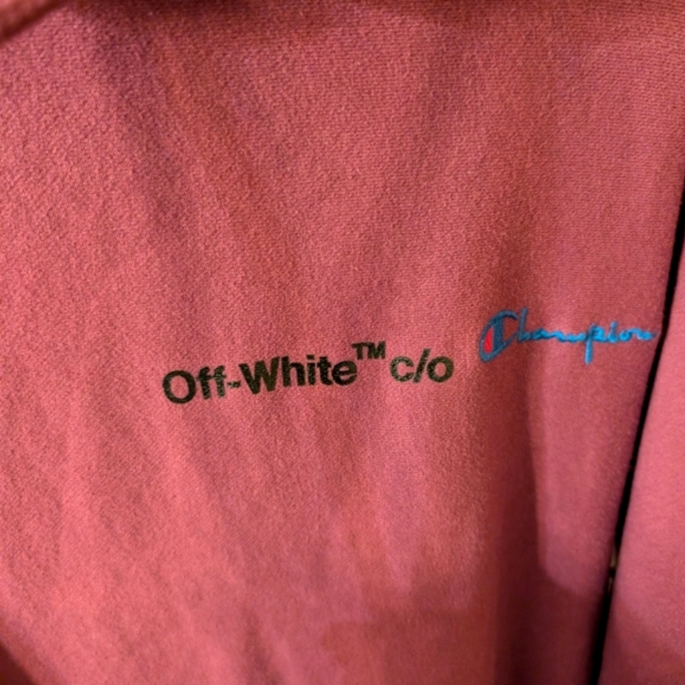 OFF-WHITE X Champion Pullover Hoodie In 2910 Violet Size Large Unisex - Picture 3 of 10